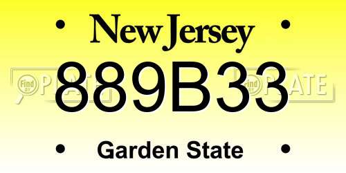 889B33 New Jersey License Plate