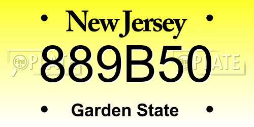 889B50 New Jersey License Plate