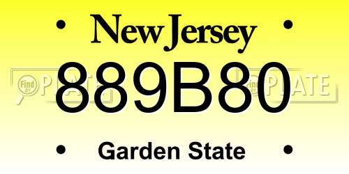 889B80 New Jersey License Plate