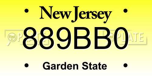 889BB0 New Jersey License Plate