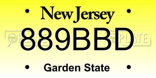 889BBD New Jersey License Plate