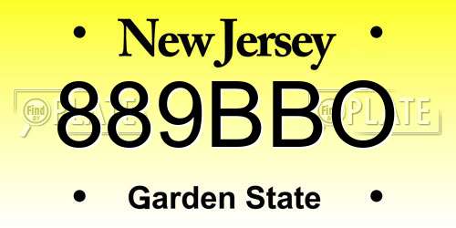 889BBO New Jersey License Plate