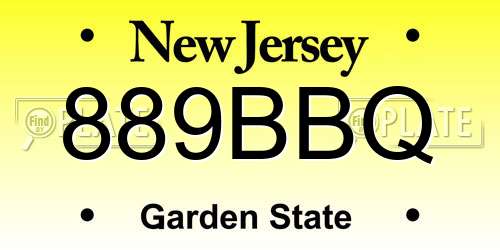 889BBQ New Jersey License Plate