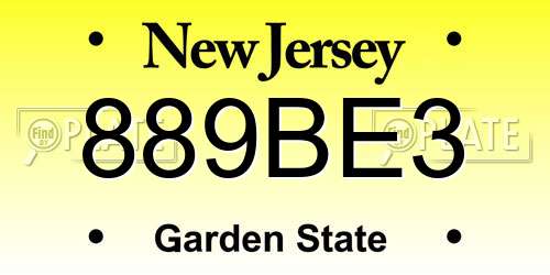 889BE3 New Jersey License Plate