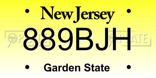 889BJH New Jersey License Plate