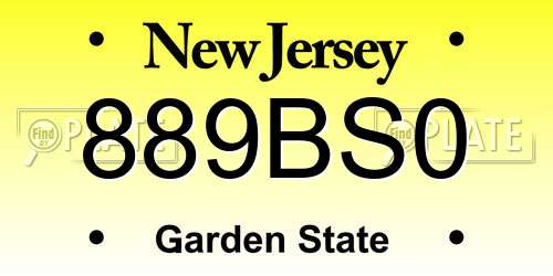 889BS0 New Jersey License Plate