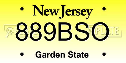 889BSO New Jersey License Plate