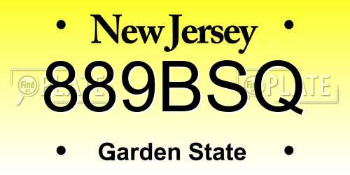 889BSQ New Jersey License Plate