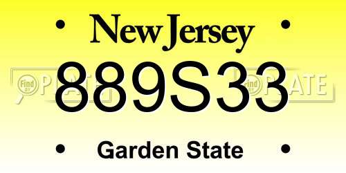 889S33 New Jersey License Plate