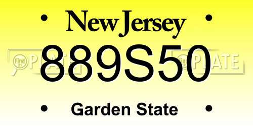 889S50 New Jersey License Plate