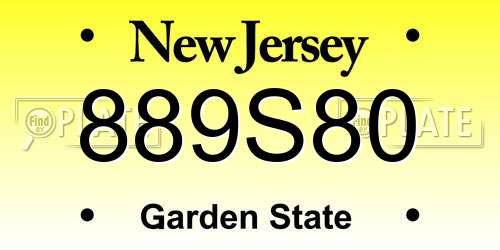 889S80 New Jersey License Plate