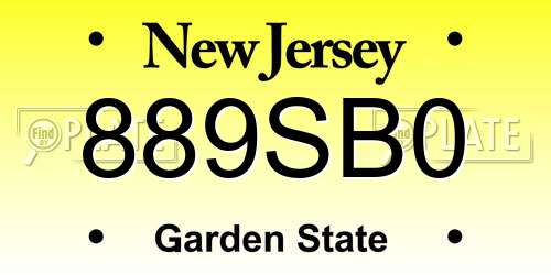 889SB0 New Jersey License Plate