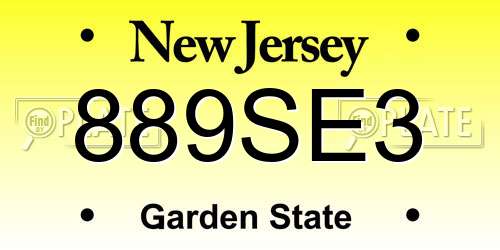 889SE3 New Jersey License Plate