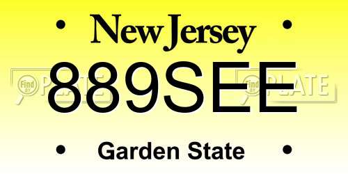 889SEE New Jersey License Plate