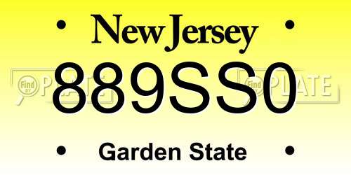889SS0 New Jersey License Plate