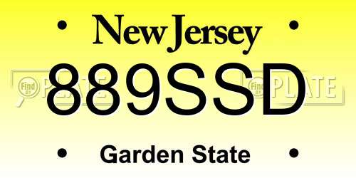 889SSD New Jersey License Plate
