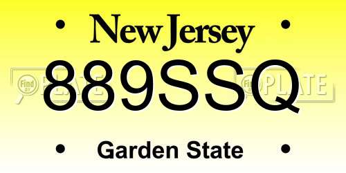 889SSQ New Jersey License Plate