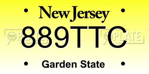 889TTC New Jersey License Plate