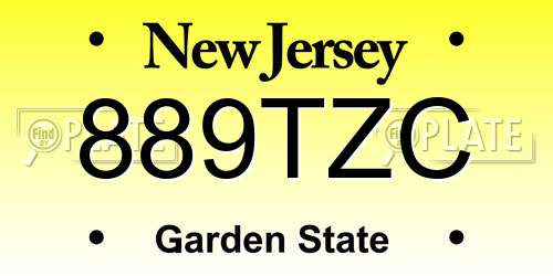 889TZC New Jersey License Plate