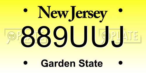 889UUJ New Jersey License Plate