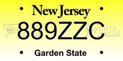 889ZZC New Jersey License Plate