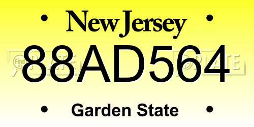 88AD564 New Jersey License Plate