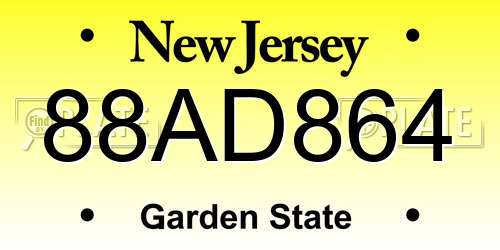 88AD864 New Jersey License Plate