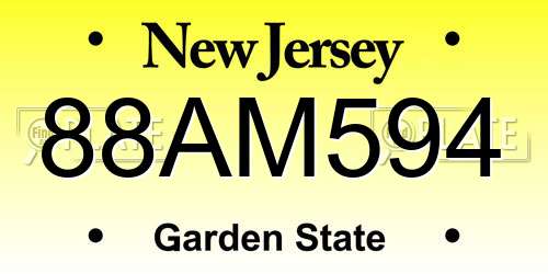 88AM594 New Jersey License Plate