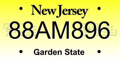 88AM896 New Jersey License Plate