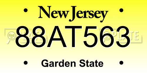 88AT563 New Jersey License Plate