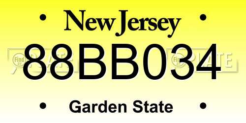 88BB034 New Jersey License Plate