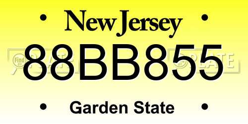 88BB855 New Jersey License Plate