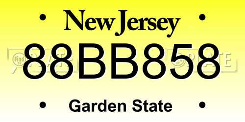 88BB858 New Jersey License Plate
