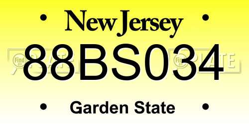 88BS034 New Jersey License Plate
