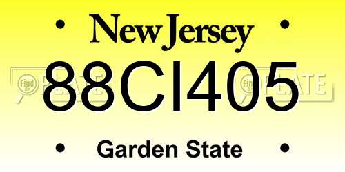 88CI405 New Jersey License Plate