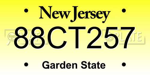 88CT257 New Jersey License Plate