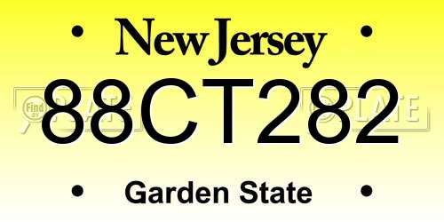 88CT282 New Jersey License Plate