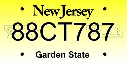88CT787 New Jersey License Plate