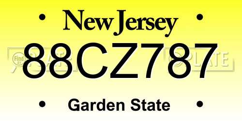 88CZ787 New Jersey License Plate