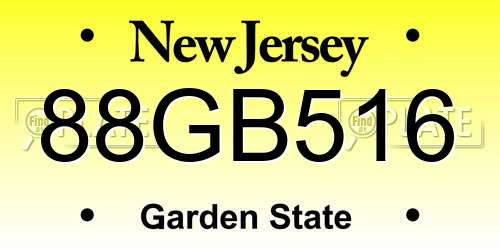88GB516 New Jersey License Plate