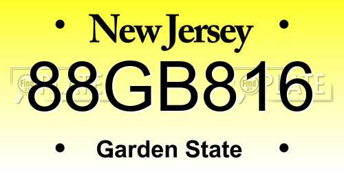 88GB816 New Jersey License Plate
