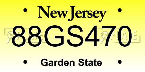 88GS470 New Jersey License Plate