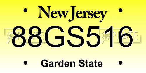 88GS516 New Jersey License Plate