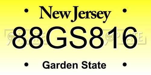 88GS816 New Jersey License Plate