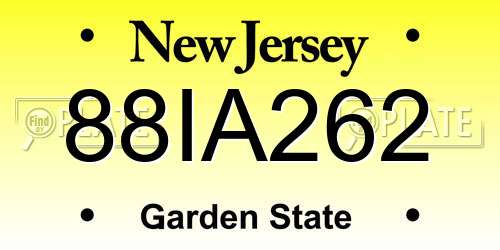 88IA262 New Jersey License Plate