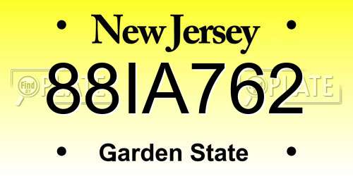 88IA762 New Jersey License Plate