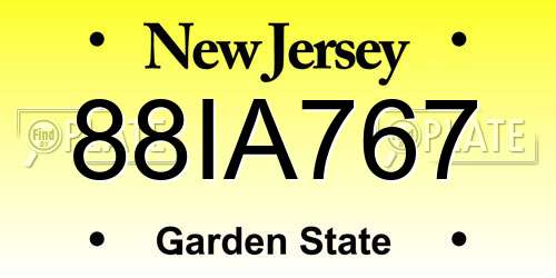 88IA767 New Jersey License Plate