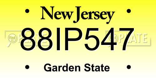 88IP547 New Jersey License Plate
