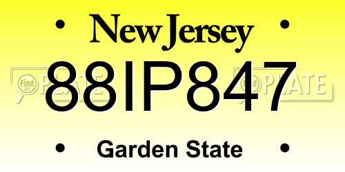 88IP847 New Jersey License Plate