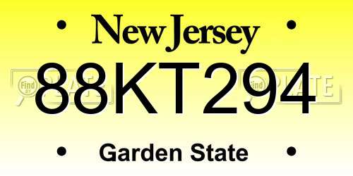 88KT294 New Jersey License Plate